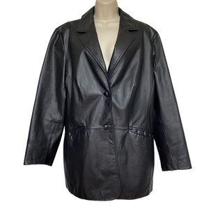 Pamela McCoy Genuine Leather Jacket Blazer Black Sz 1X